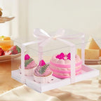 JCD 9 Pcs Cake Cupcake Combo Boxes,1+2 Cupcakes carriers 2 Cupcakes Holes,with 2 Cupcake Holes - Cake and Cupcakes Boxes - Pastry Sweets Bento Box (1+2/9Pcs) - Image 5
