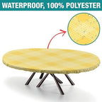 Festive Tartan Cloth Print Oval Table Cloth Greaseproof Waterproof Elastic for Kitchen and Dining Room Fits for 54" x 76" Oval Table - Image 2