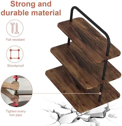 VyGrow Cupcake Stand, 3-Tier Dessert Stand for 52 Cupcakes, Wood & Metal Tower Display Premium Holder Dessert Tree Tower for Christmas Birthday Weddings Party Decor, Serving Tray, Wood Brown - Image 3