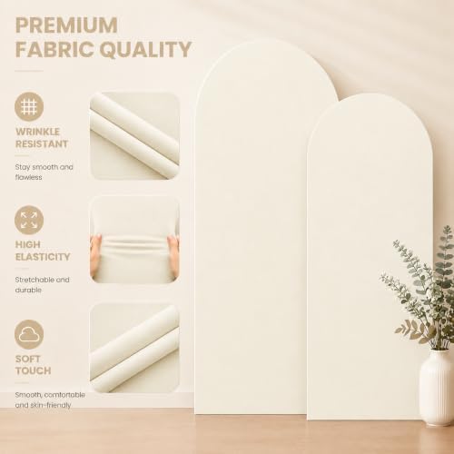 Ivory Arch Cover 7.2 and 6ft Spandex Wedding Arch Backdrop Cover Set of 2 - Image 6