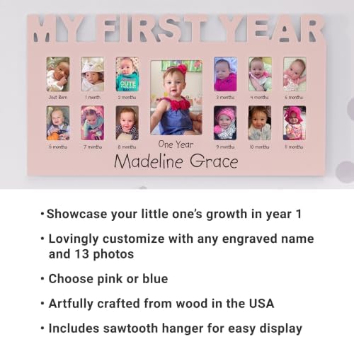 Let's Make Memories Personalized Baby's First 12 Months Photo Frame - Picture Frame for New Parents - Baby Shower - Newborn - Nursery - Blue - Image 3