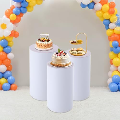 3Pcs Cylinder Stands for Party, Round Acrylic Pedestal Display Columns with Nesting Design - Sturdy Tiered Cake & Dessert Table Decor for Wedding, Baby Shower, Birthday Party, Elegant Centerpiece Pillar Stands - Image 2