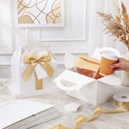 Maitys 24 Set Large Gable Boxes with Handle, Ribbon, Tag, White,Golden - Image 4