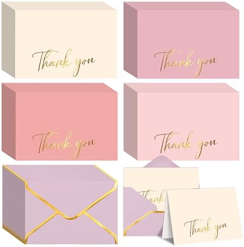 240 PCS Thank You Cards with Envelopes, 4 x 6 Inch Gold Foil Letterpress by UZLUbuywithconfidence