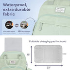 RUVALINO Diaper Bag Backpack-Multifunction Baby Travel Bag with Changing pad, Insulated Bottle Holders & Pacifier Case, Large Capacity, Waterproof, Mint Green - Image 6