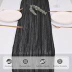 12 Pack Black Cheesecloth Table Runners 21x120 Inch Boho Gauze Table Runner 10FT Long Rustic Sheer Black Table Runner for Baby Shower,Wedding,Party,Birthday,Home Table Decor - Image 3