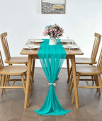 Pufogu 5 Pack 10Ft Turquoise Chiffon Table Runner Sheer 29x120 Inch - Image 3