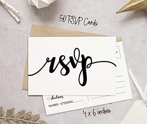 50 Blank RSVP Postcards Elegant Script Style Print 4"X6" Response Cards,RSVP Reply Card for Wedding,Bridal Shower,Baby Shower - Image 4