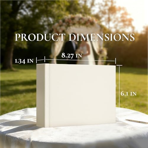 Vienrose Wedding Guest Book Journal for Polaroid, Wedding Registry Must Haves Things with 32 Blank Pages and Thick Paper, Create Your Linen Photo Customizable Memory Album, Beige - Image 2