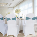 Pack of 120 Spandex Chair Sashes Bows Stretch Chair Cover Band with Buckle Slider Universal Elastic Chair Ties for Wedding Banquet Party Event Decoration (Dusty Blue) - Image 6