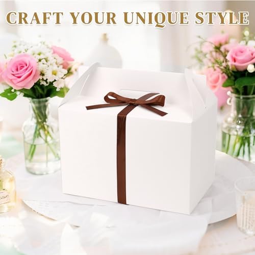 TryDrem 30 Pack Large Gable Boxes with Handles, 9x6x6 Inch Spacious Capacity Party Favor Boxes, White Treat Box for Gifts, Bread, Cookies, Lunch, Bakery, Wedding, Birthday, Picnic - Image 4