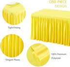 1 Pack Yellow Rectangle Table Clothes for 6 Foot Tables, Polyester Wrinkle Free Fitted Tablecloths 6ft Stretch Table Cover with Skirt for Wedding, Birthday, Parties, Trade Show, Craft Show - Image 2
