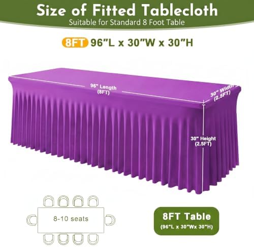 2Pack Spandex Tablecloth for 8FT Rectangle Tables,Table Skirt - Image 3