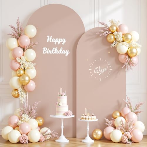 Nude Photo Arch Backdrop Cover Set of 2 Spandex 7.2 and 6ft Arch Covers Stretchy Backdrop Party Arch Stand Covers for Birthday Party Baby Shower Wedding Bridal Shower Banquet Background Decorations - Image 2