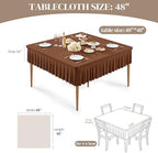 Wish Care Brown Spandex Tablecloths for 48x48 Inch Square Tables, Stretch Fitted Table Clothes with Pleated Ruffle Skirt for 48” Table, Wrinkle Free and Elastic, for Party Kitchen Home Dining - Image 4