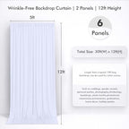 30ftx12ft White Backdrop Curtains for Wedding Party 6 Panels 5×12FT Tall - Image 4