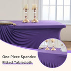Spandex Tablecloth 6FT Rectangle Table Cover 4 Pcs Deep Purple Wrinkle-Free - Image 2