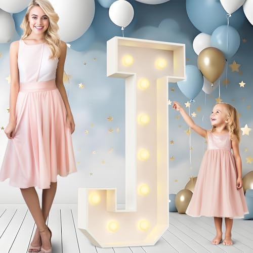 Ledido Easy-Assemble 4FT Marquee Light Up Letter, Large Lighted Letter J by Ledido