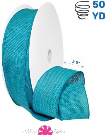 Morex Natural Burlap Wired Ribbon for Decorations, Holidays, Parties, Home and Outdoor Decor, 2.5" x 50 Yd, Turquoise - Image 2