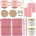 Baby Shower Prizes for Game Winners Baby Shower Games Prizes Ceramic Mugs with Metal Spoons Woven Coasters Notebooks Scented Candles Gift Bags Wedding Bridal Shower Favors for Guests (2, Pink) by WishFond