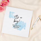 Andaz Press Personalized Baby Shower Guestbook with Gold Accents, Watercolor It's A Boy Custom Guestbook, Blue, White Guest Sign-In Registry, 120 Pages 8.5" Memories Book for DIY Scrapbook Photo Album - Image 4