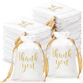 Roowest 4 x 6 Inch 100 Pcs Thank You Satin Gift Bags, White by Roowest