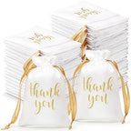 Roowest 4 x 6 Inch 100 Pcs Thank You Satin Gift Bags, White by Roowest