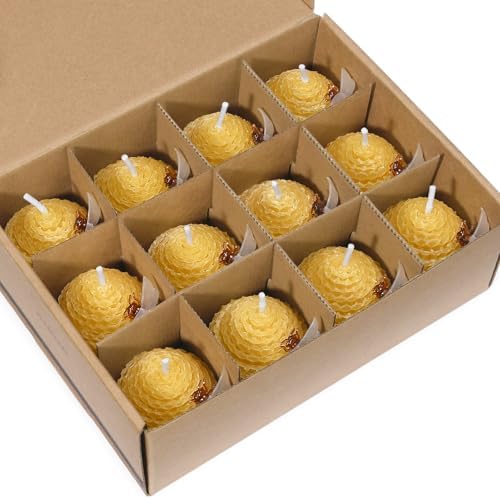 DEYBBY Natural Beeswax Candles Bulk Set of 12, Small Bees Wax Votive Candles with Little Bee Decorations as Housewarming Birthday Event Gift Party Favor (Yellow) (Pack of 2) - Image 7