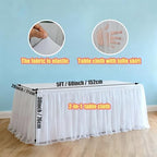 2-Pack White 2-in-1 Tulle Tablecloth for 5-Foot Rectangular Table - Image 2