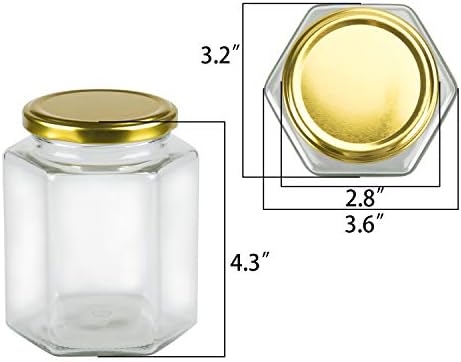 16 oz Hexagon Glass Honey Jars with Lids, 12 Pack Mason Jars - Image 2