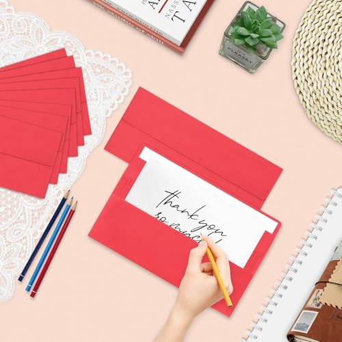 200 Pack Red #10 Business Envelopes, Christmas New Years Standard Envelopes Self Seal, Letter Size Mailing Envelopes for Checks Letters Invoices Birthday Graduation Wedding, 4 1/8 x 9 1/2 Inch - Image 5