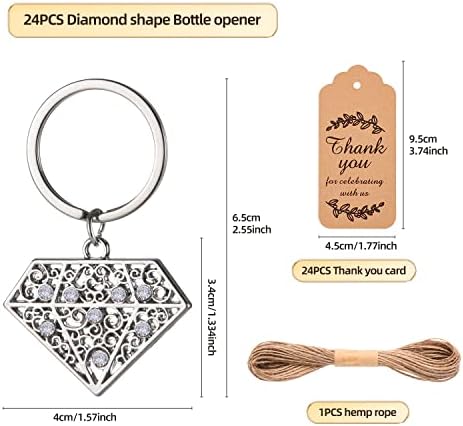 24 PCS Siliver Diamond Shape Keychain Diamond Ring Key Chains for Party Decoration Wedding Souvenirs Key Rings for Bridal Shower Wedding Return Gift Souvenirs for Guests Theme Party Decorations - Image 2