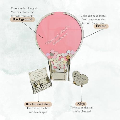 Hot Air Balloon Baby Shower Guest Book Alternative Drop Box for Girl - Image 5