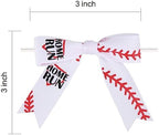 Meseey 30 Pcs Baseball Printed Ribbon Bows 3 Inch Twist Tie Crafts Small Bows for Gift Wrapping, Baby Shower,Wedding, Party Favors, Cake Pops,Treat Bags (Baseball) (Pack of 4) - Image 2