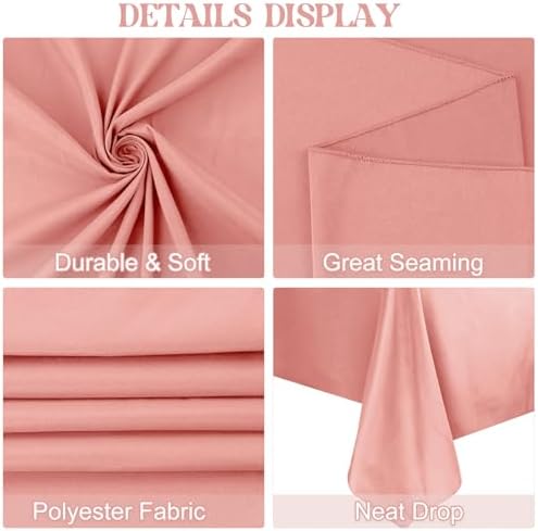 4 Pack Rectangle Tablecloth for 6 Foot Tables Washable Polyester Table Cover for Wedding Dining Table Parties Banquet（70x120 Dusty Rose） - Image 4