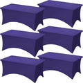 Fixwal 6 Pack 6FT Purple Tablecloth Rectangle Spandex Fitted Table Cover by Fixwal