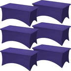 Fixwal 6 Pack 6FT Purple Tablecloth Rectangle Spandex Fitted Table Cover by Fixwal