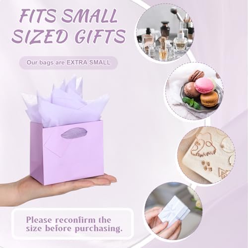 Zhanmai 100 Pcs 4.7 x 2.4 x 3.9 Inch Mini Gift Bags Bulk, Light Purple - Image 3