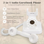 Audio Phone Guest Book Audio Guestbook Wedding Phone Record Guest Voice for Birthdays Party Graduation Baby Shower Retirement Special Occasions, White - Image 3