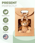 CYGYINT 50Pcs Brown Gift Bags with Clear Window 4.7''x2.4''x6.2'' Variety Stand Up Window Gift Bags with Handles for Candy, Cookies, Wedding Favors - Image 2