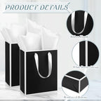 Yeaqee 50 Pcs Metallic Paepr Gift Bags Bulk with Handles,Black White - Image 3