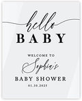 Andaz Press White Personalized Acrylic Baby Shower Sign, Baby Shower Welcome Sign, Gender Neutral Large Custom Baby Shower Acrylic Sign For Easel, Modern Baby Shower Decorations, 16x20 Inch by AndazPress