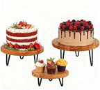 3 Pcs Buffet Risers, Wood Round Food Riser Dessert Table Display Stand Set for Party Wood Cupcake Stands Nesting Table for Home Decor (Natural) by Unknown