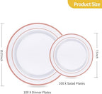 Goodluck 200PCS Rose Gold Plastic Plates, Heavy Duty Disposable Plates - Image 4