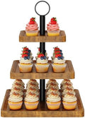 IBUYKE 3 Tier Square Cupcake Stand,Rustuc Brown TLJ030H by IBUYKE