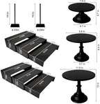 Black 11Pcs Metal Dessert Display Set Round Cake Stand Riser Platter - Image 5
