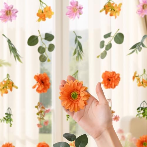 Livole 6Pcs 36Ft Wildflower Fall Garland with Bow Hanging Flower Backdrop - Image 4