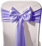 50 Pack Satin Lavender Chair Sashes Bows 7x108 inches Wedding Satin Ribbons by WENSINL