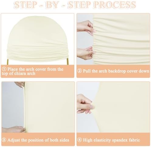 Set of 3 Wedding Arch Cover 6ft 6.6ft 7.2ft Ivory Arch Cover Chiara Arch Backdrop Cover Spandex Arch Stand Cover Balloon Arch Covers Stretchy Backdrop for Wedding Ceremony Birthday Party Events - Image 6