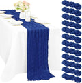 12 Pieces Royal Blue Cheesecloth Table Runner 10FT Pink Runner for Tables Gauze Fabric Boho 35 x 120 Inches Long Table Runner Decoration Rustic Sheer Runner for Wedding Baby Birthday Party Royal Blue by Sunnyline